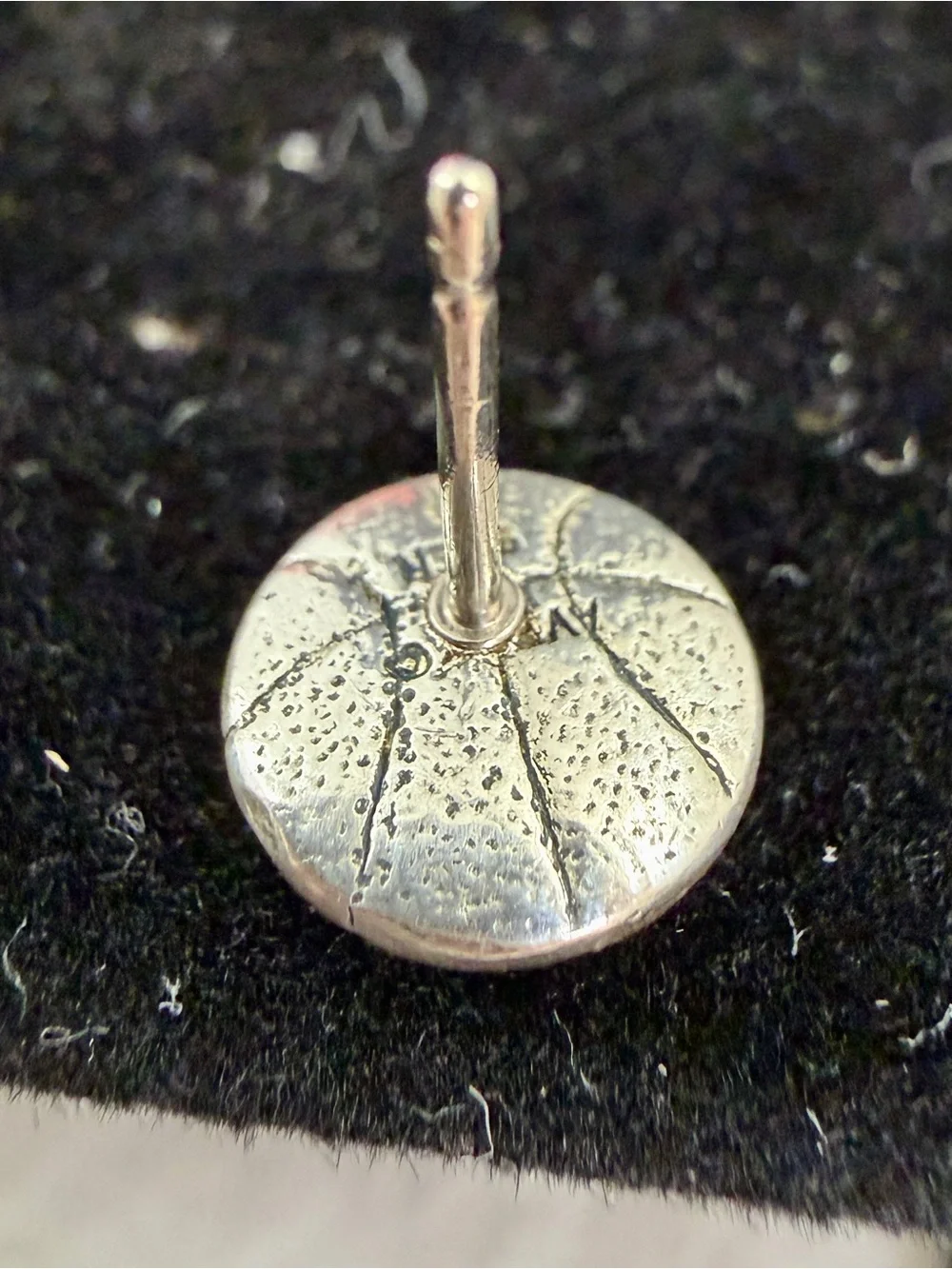 JAMES AVERY Sterling Silver Etched Basketball Stud Post Earrings; RETIRED